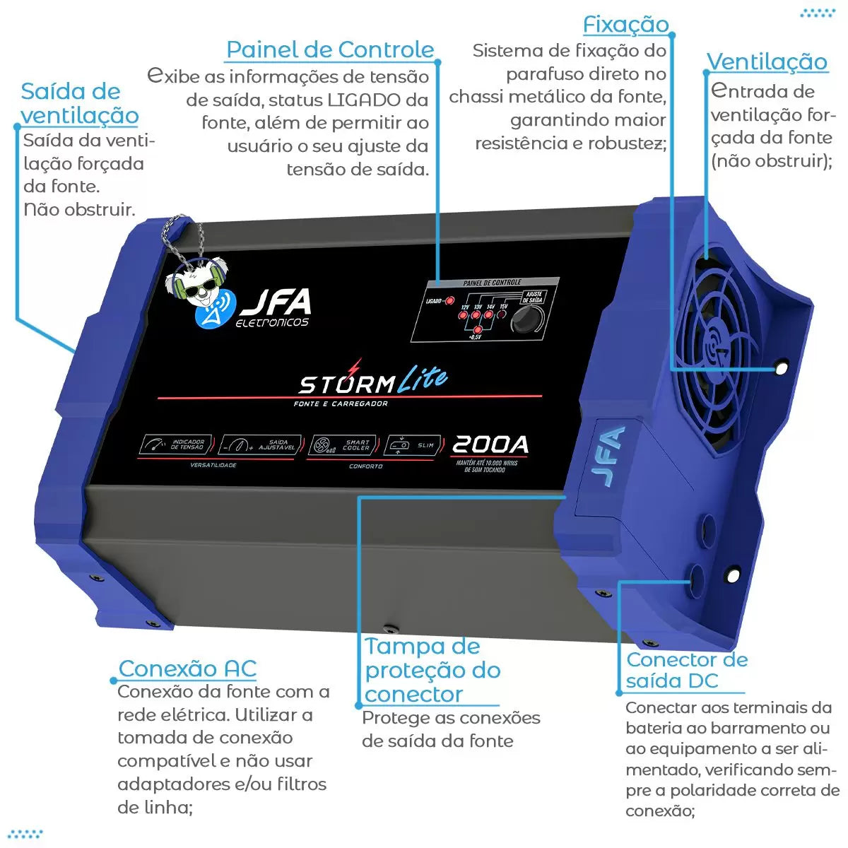 Jfa 200a Lite Storm Slim Bivolt Battery Charger