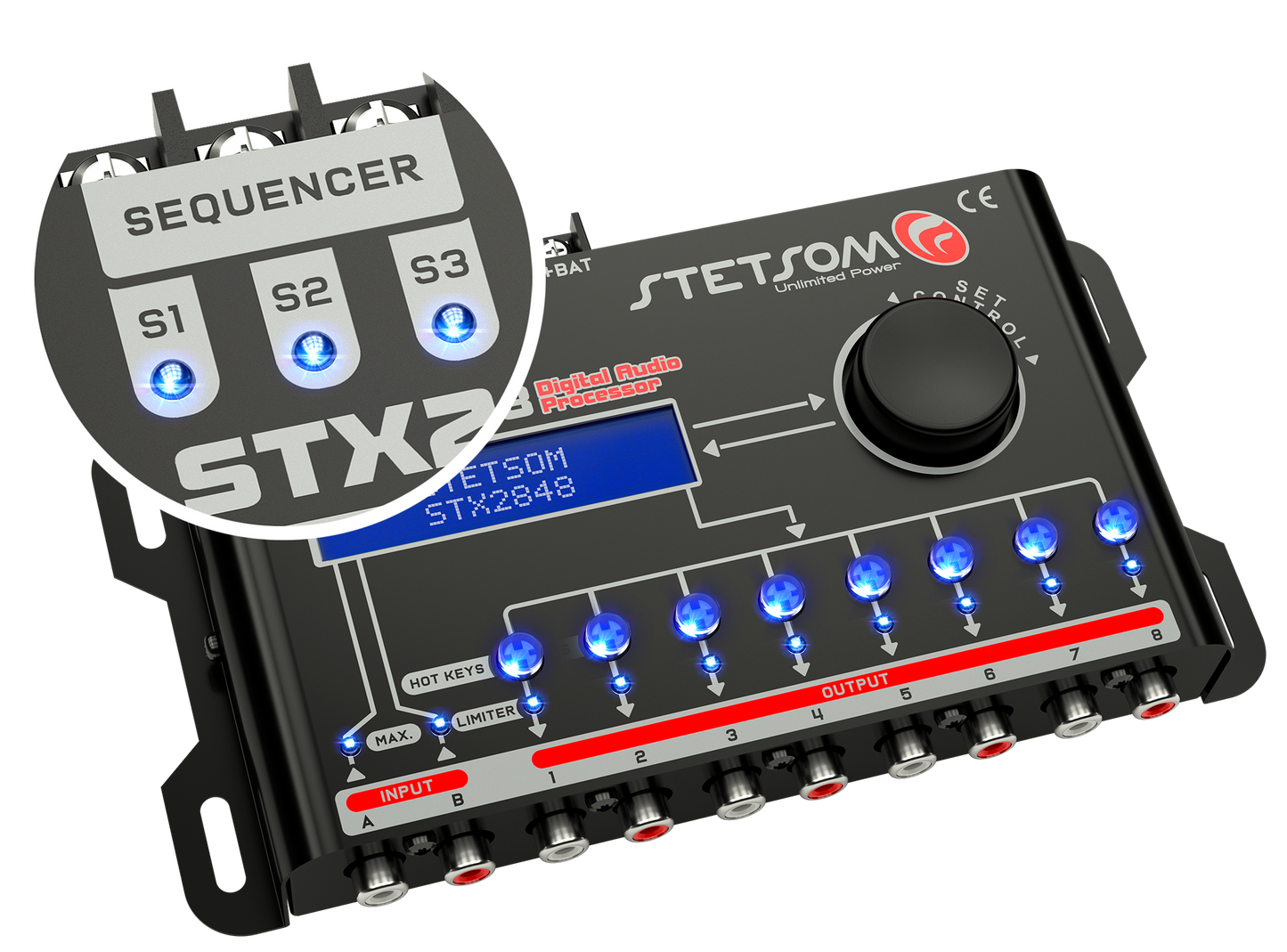 STETSOM STX2848 DIGITAL AUDIO EQUALIZER PROCESSOR CAR AUDIO